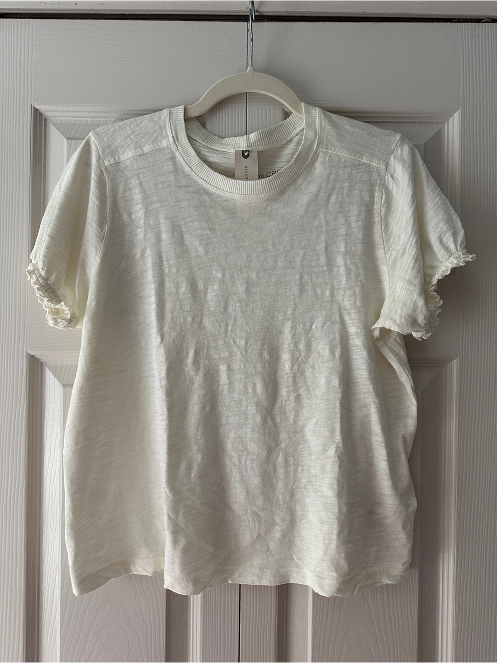 NWT Pilcro Cotton Cream Ruffle Sleeve Tee
